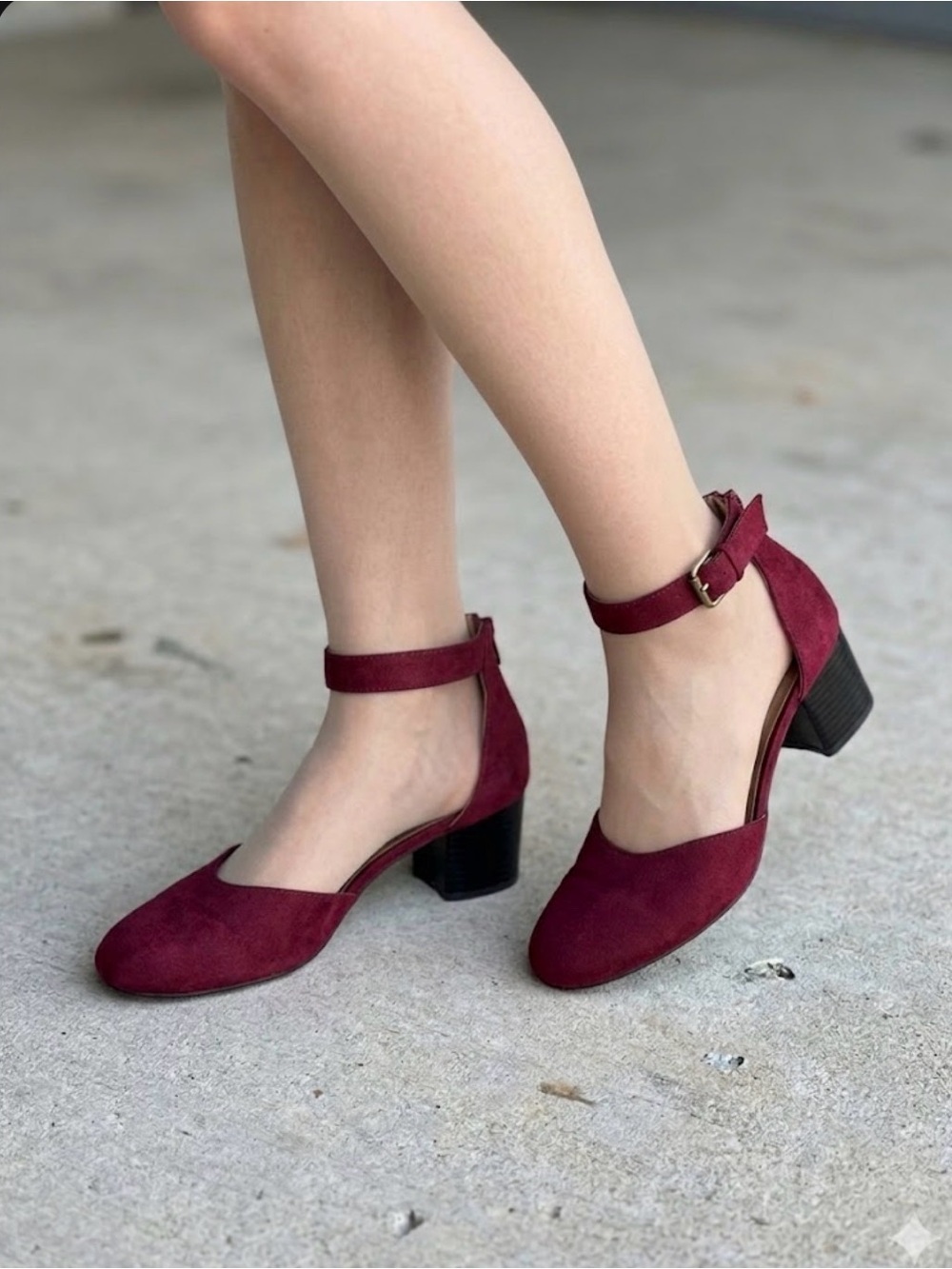 Style & Co Alinaa Burgundy Two-Piece Block Heel Dress Pumps